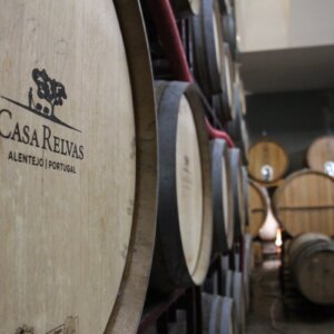 Wine barrels at Casa Relvas winery in Alentejo, Portugal