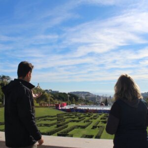 Clients enjoying panoramic views over Lisbon during a guided tour with Daniel.