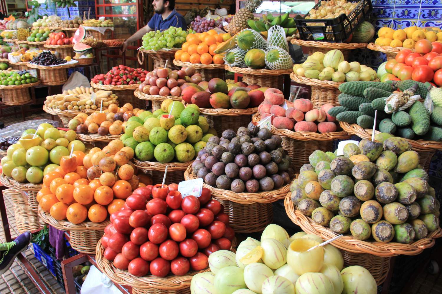 Exotic fruit stand in Madeira island